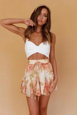 INDIKAH Robyn Flounce Mini Skirt Floral Peach