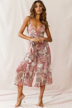Selfie Leslie Constance Thin Strap Midi Jumpsuit Rose