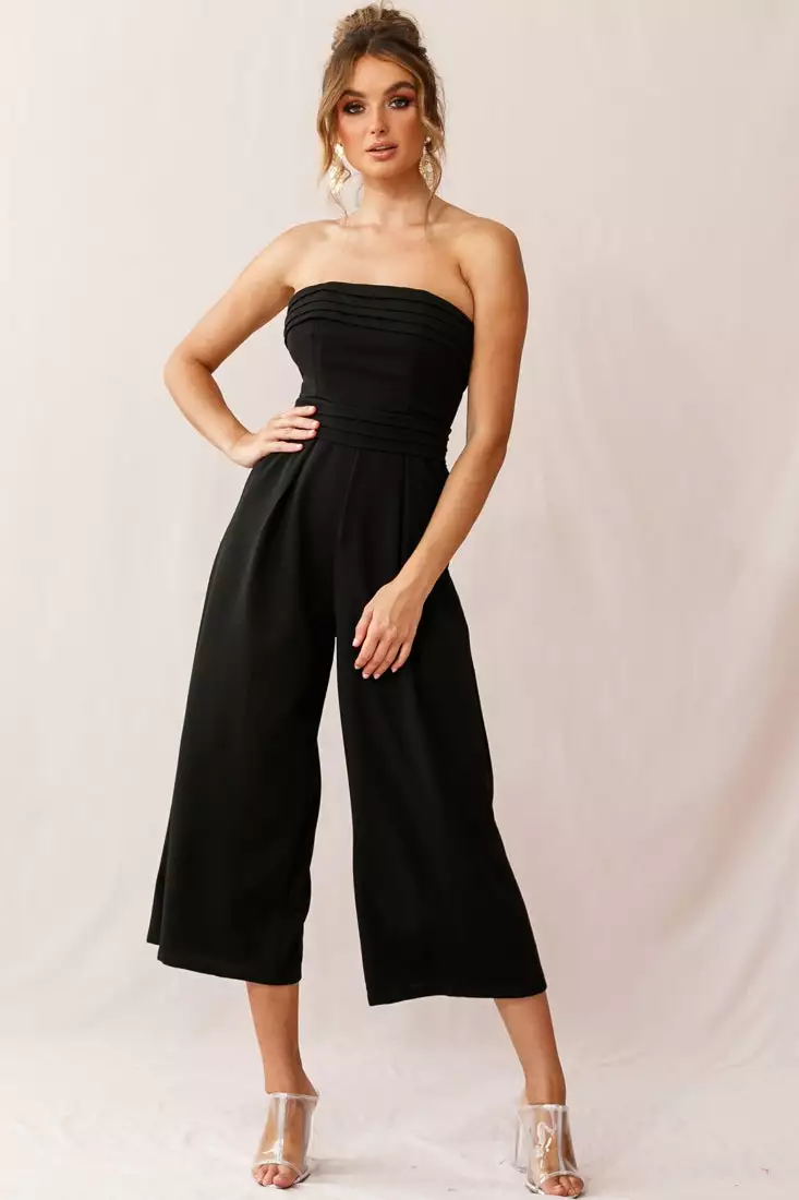 Selfie Leslie Chosen Strapless Wide Leg Jumpsuit Black - Image 2