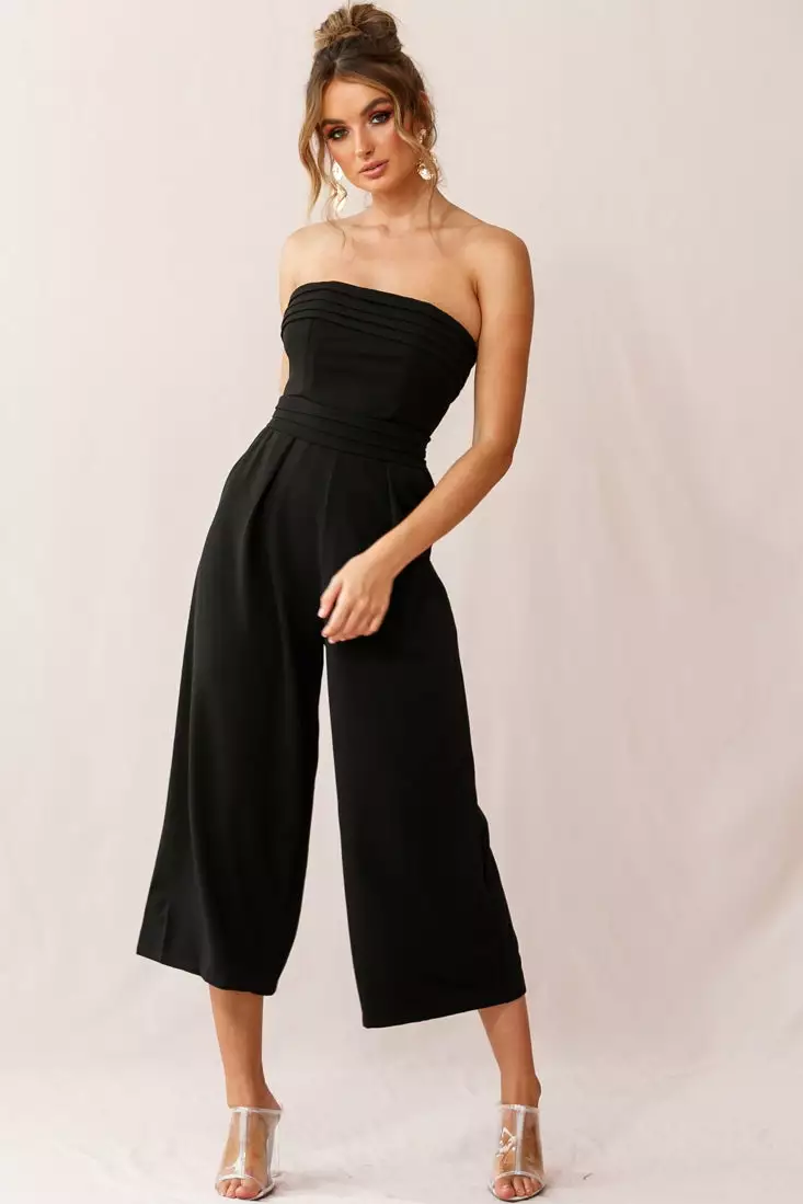 Selfie Leslie Chosen Strapless Wide Leg Jumpsuit Black - Image 6