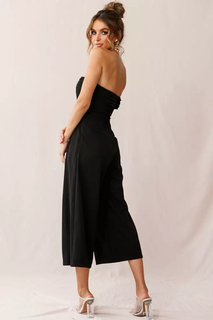 Selfie Leslie Chosen Strapless Wide Leg Jumpsuit Black - Image 3