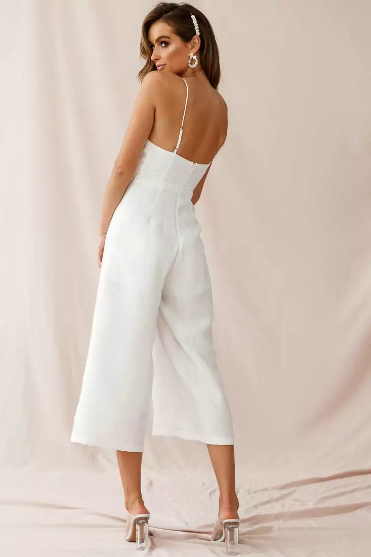 Selfie Leslie Charlie Structured Wide Leg Jumpsuit White - Image 3