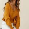 Selfie Leslie Amara Long Sleeve Knit Top Mustard