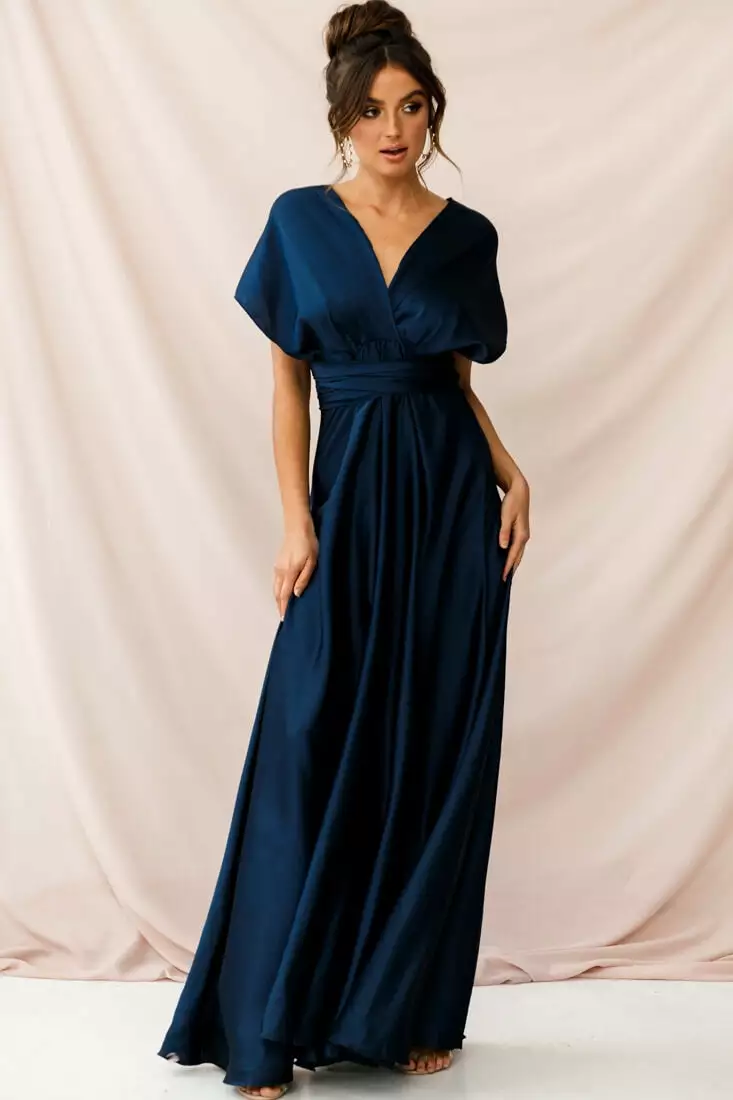 Selfie Leslie Ariana Multiway Mid Sleeve Maxi Dress Navy - Image 7