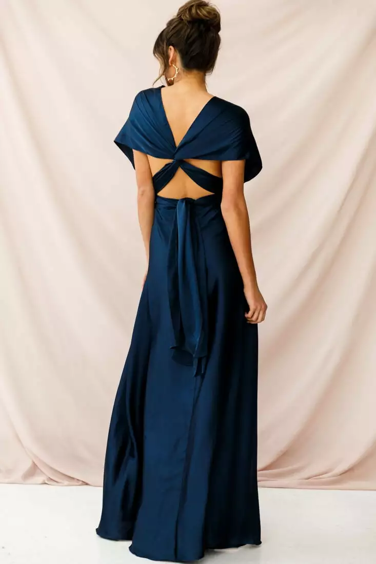 Selfie Leslie Ariana Multiway Mid Sleeve Maxi Dress Navy - Image 4
