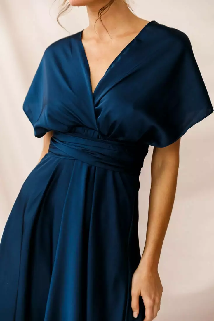Selfie Leslie Ariana Multiway Mid Sleeve Maxi Dress Navy - Image 5