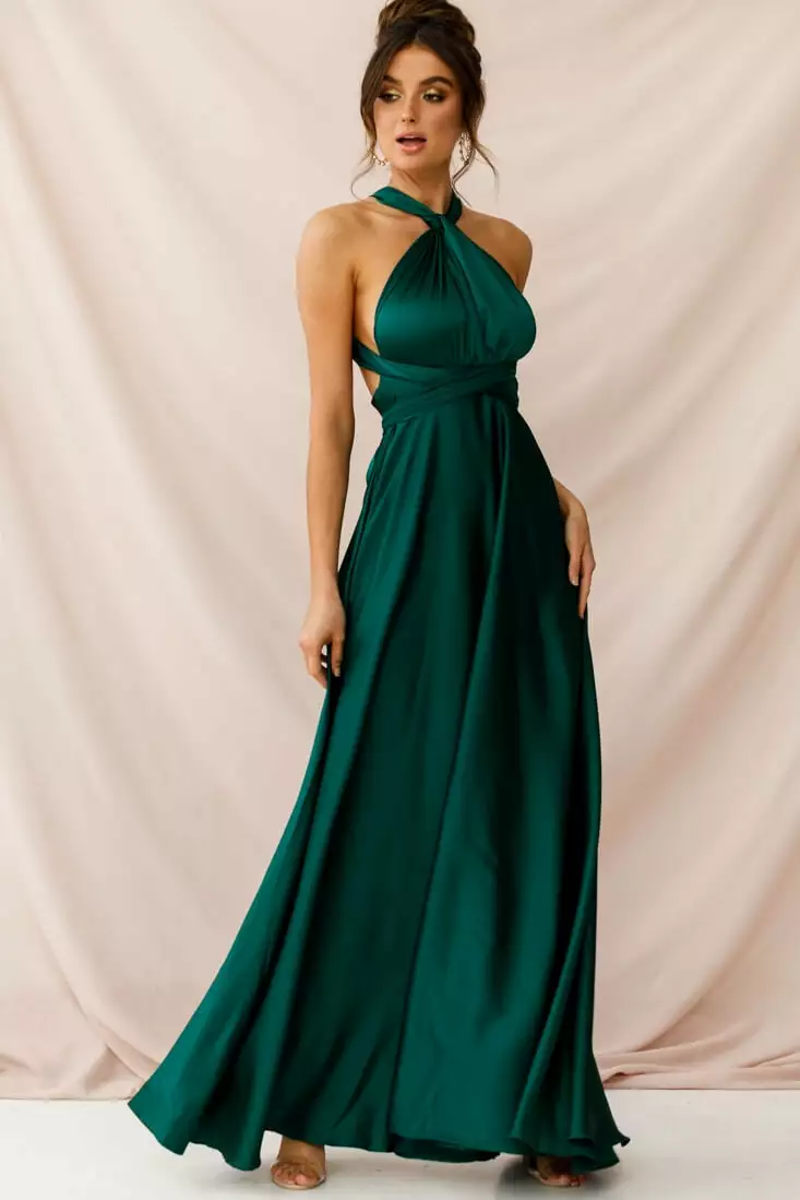 Selfie Leslie Ariana Multiway Maxi Dress Green Jade - Image 7