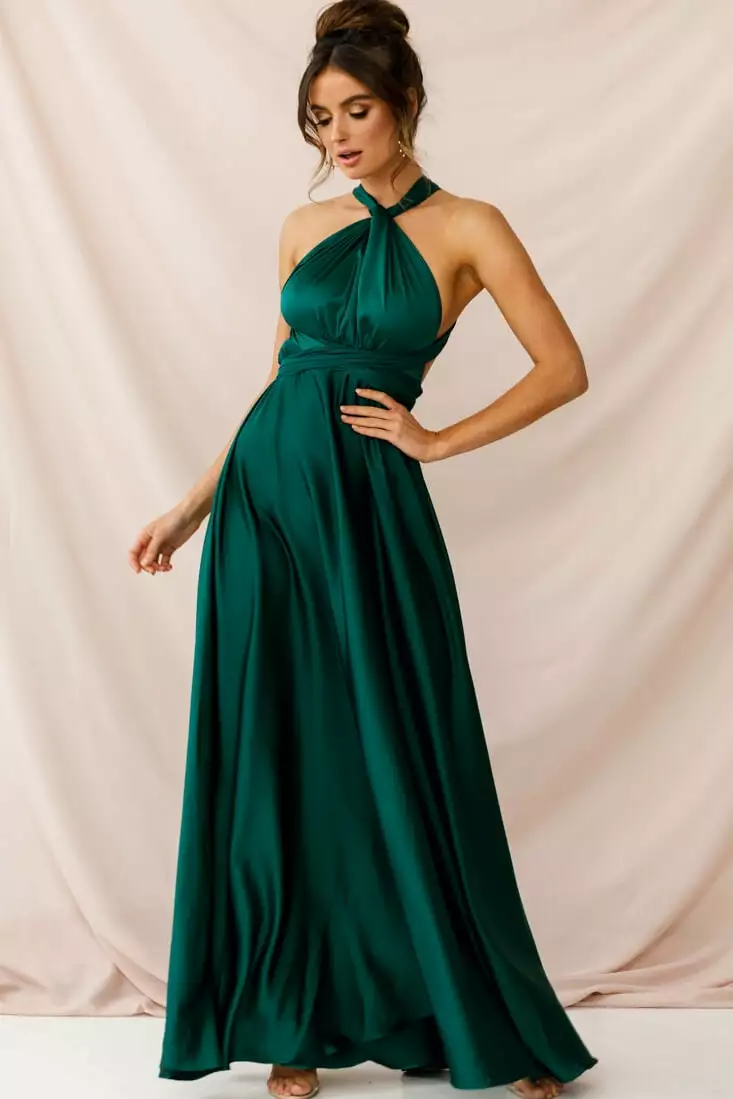 Selfie Leslie Ariana Multiway Maxi Dress Green Jade