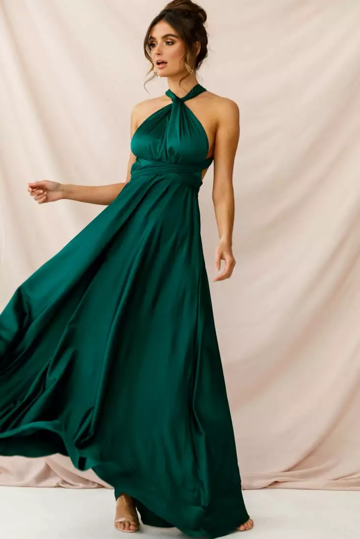 Selfie Leslie Ariana Multiway Maxi Dress Green Jade - Image 2