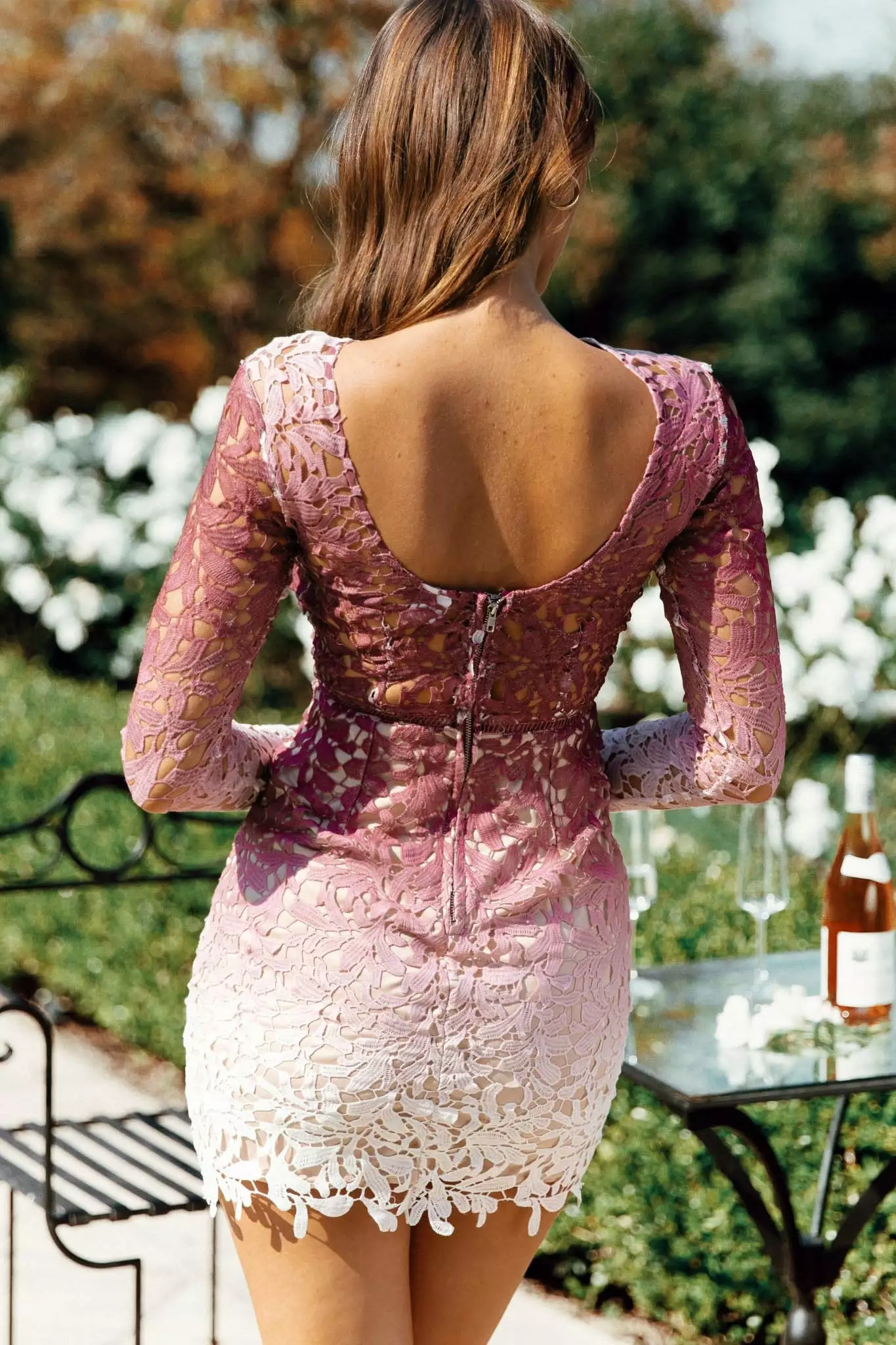 Selfie Leslie Rylee Floral Cutout Mini Party Dress Plum - Image 3