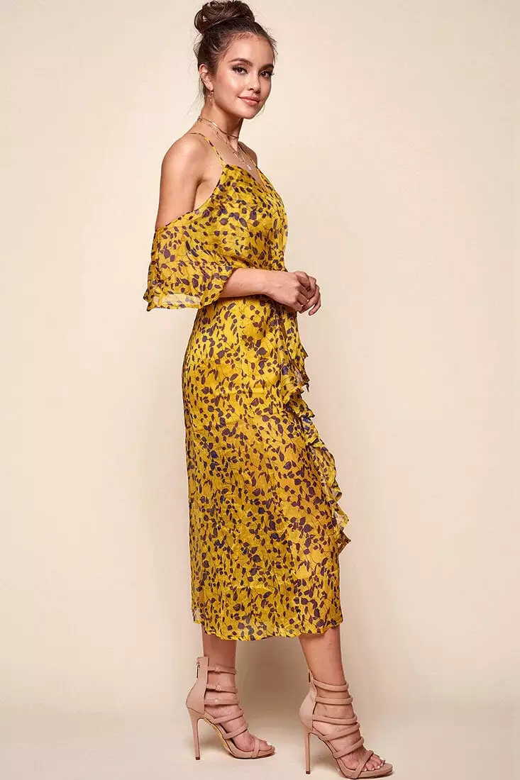 Selfie Leslie Constance Flowy Summer Jumpsuit Yellow Mustard - Image 4