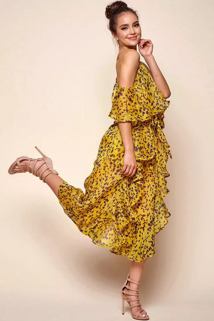 Selfie Leslie Constance Flowy Summer Jumpsuit Yellow Mustard - Image 3