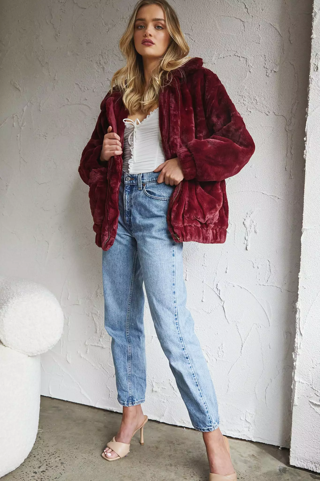 Chamonix Collared Zip Front Jacket Wine - Image 3