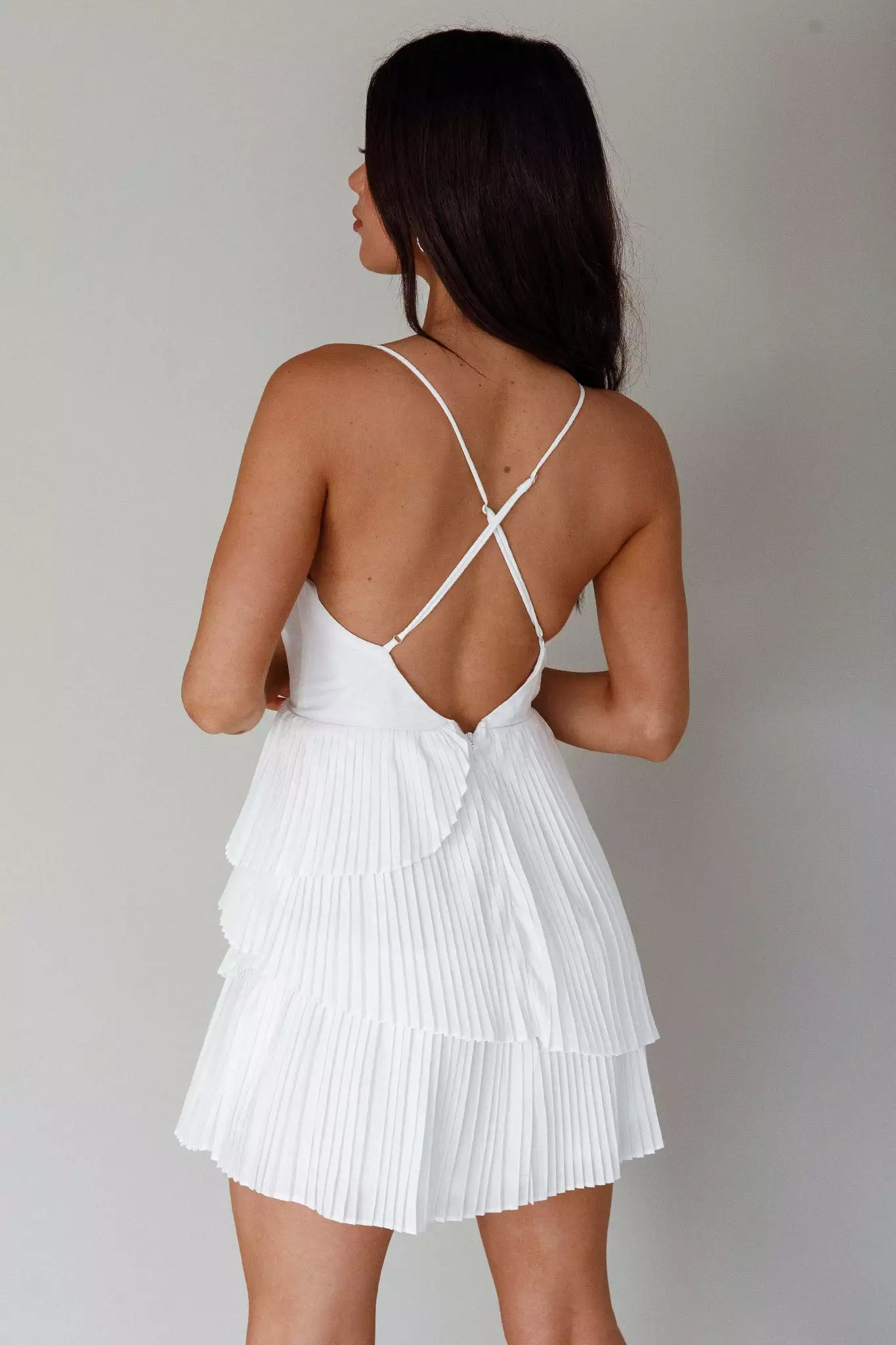 Angel Biba Mercy Surplice Neckline Accordion Pleat Dress White - Image 2