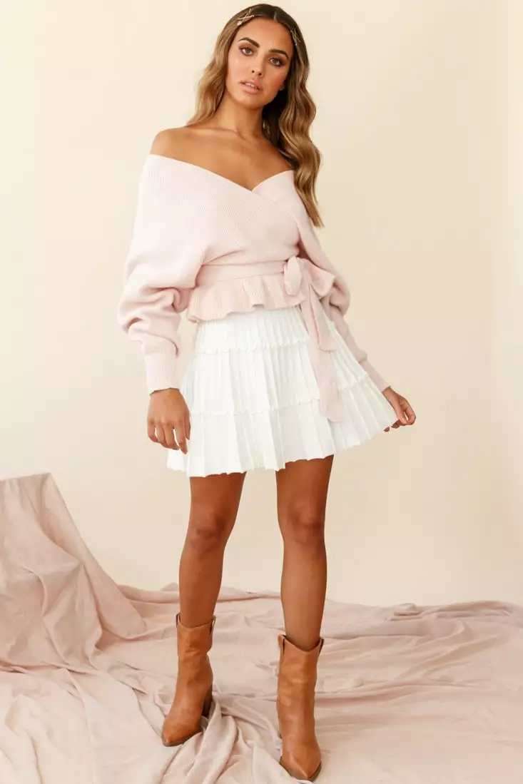 Selfie Leslie Amara Long Sleeve Knit Top Blush