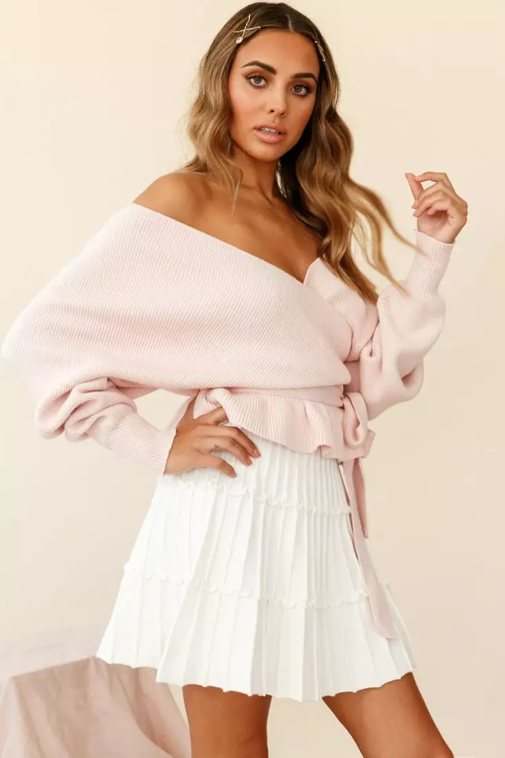 Selfie Leslie Amara Long Sleeve Knit Top Blush - Image 3