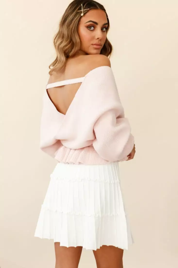 Selfie Leslie Amara Long Sleeve Knit Top Blush - Image 4