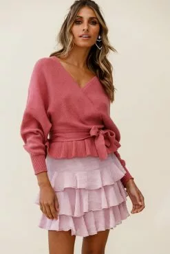 Selfie Leslie Amara Long Sleeve Knit Top Rose