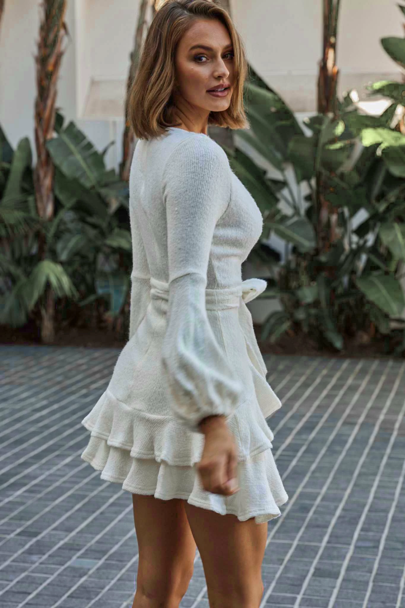 Selfie Leslie Dresden Long Sleeve Knit Dress White - Image 5