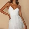 Selfie Leslie It's Complicated Crossover Bodice Flounce Mini Dress White