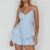 Angel Biba It's Complicated Crossover Bodice Flounce Romper Steel Blue