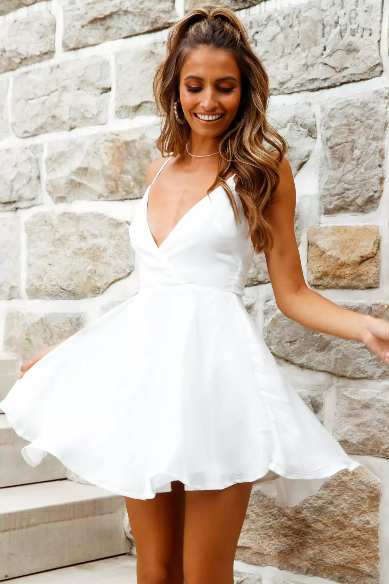 Selfie Leslie Secret Place Strappy Tie Back Party Dress White - Image 2