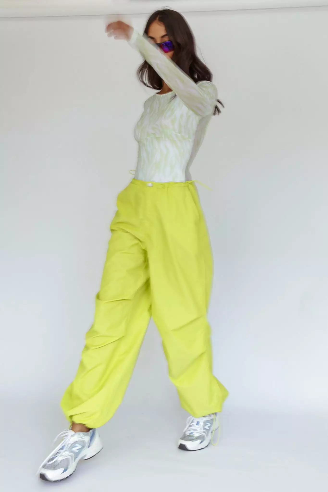 Juni Long Sleeve Low Back Mesh Bodysuit Tiger Lime - Image 3