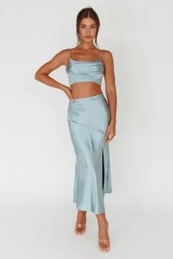 Saints + Secrets Well Versed Split Midi Skirt Sage