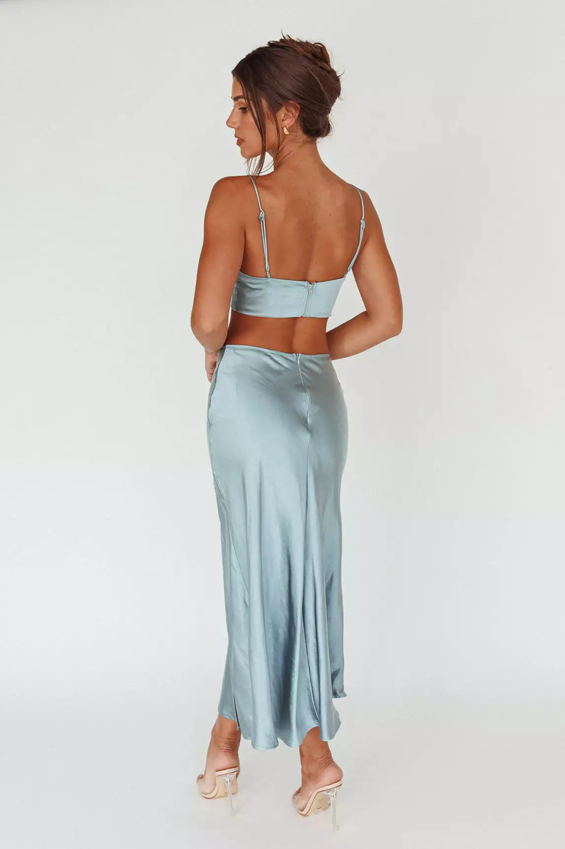Saints + Secrets Well Versed Split Midi Skirt Sage - Image 6