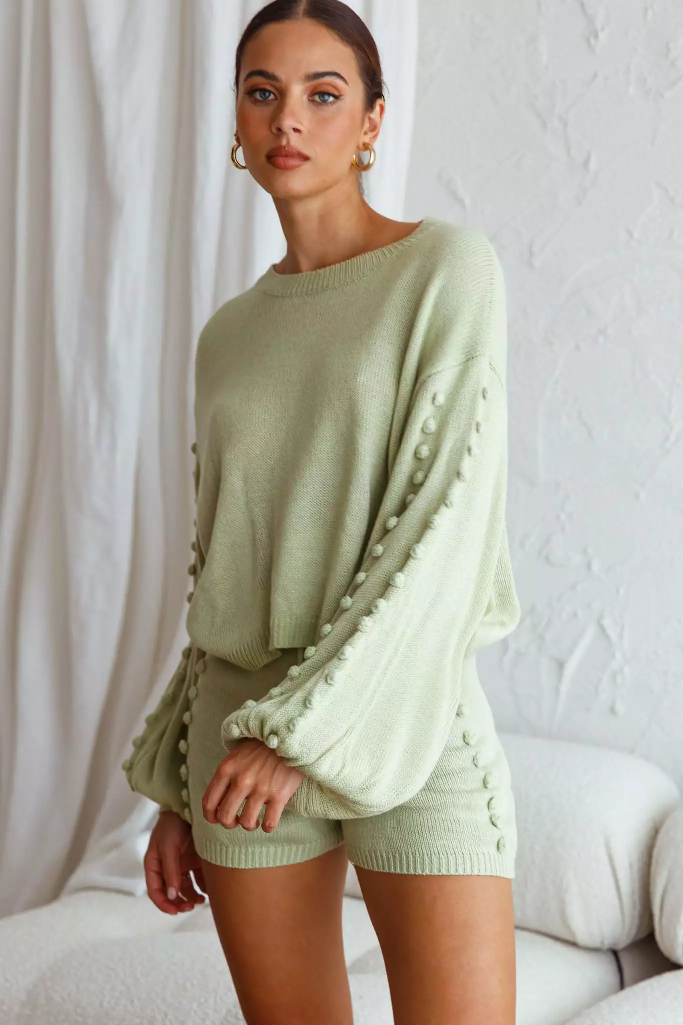 Modesto Long Balloon Sleeve Knit Sweater Apple - Image 4