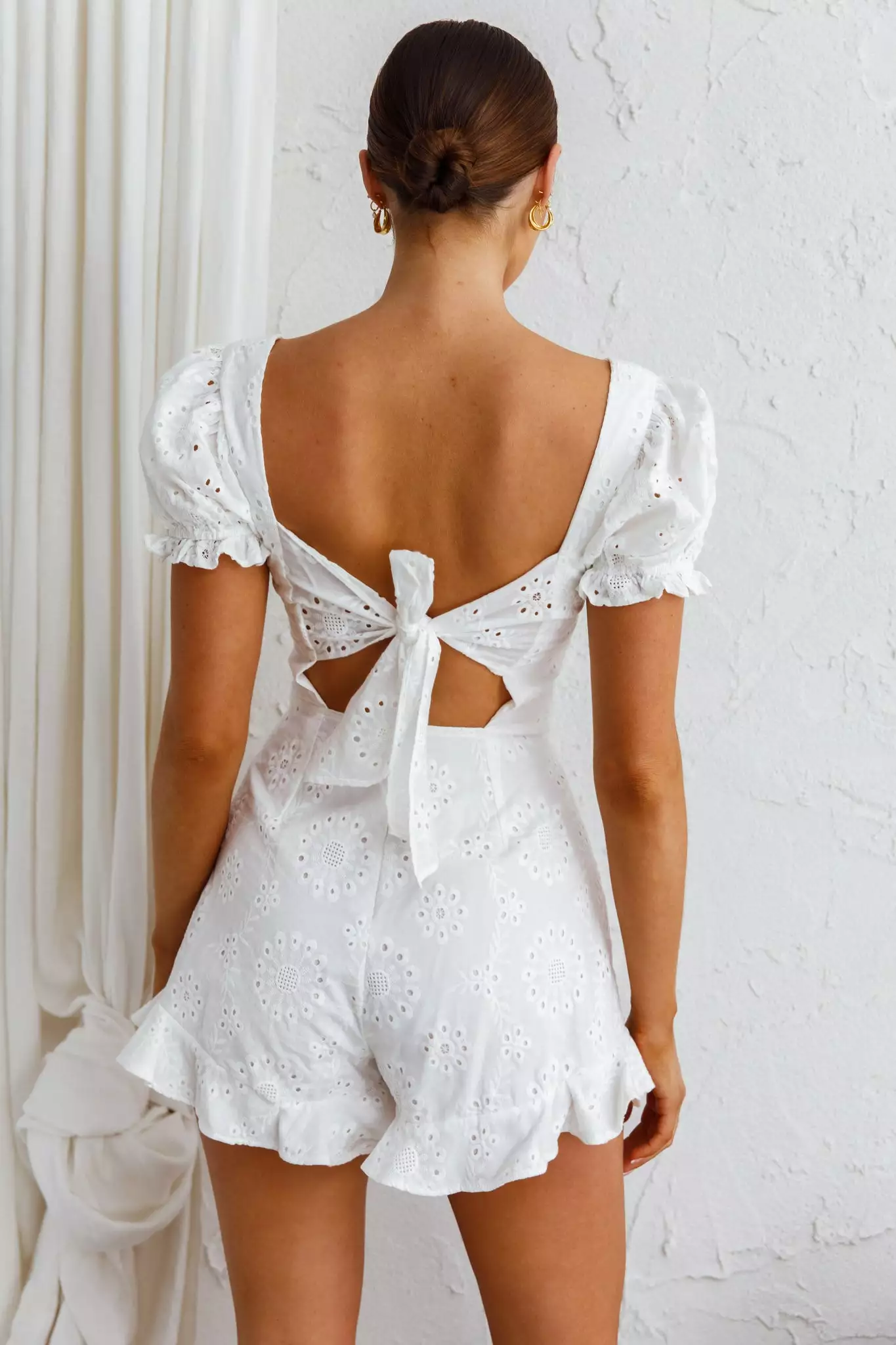 Selfie Leslie Love Like This Tied Back Romper White - Image 6