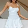 Selfie Leslie Stolen Moments Cami Strap Ruffle Dress White