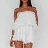 Selfie Leslie Memories Tiered Bust Frill Trim Romper White
