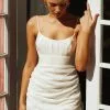 Selfie Leslie One Sweet Day Gathered Bust Ruched Side Mini Dress White