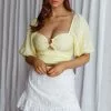 INDIKAH Alpha Tied Back Puff Sleeve Top Lemon
