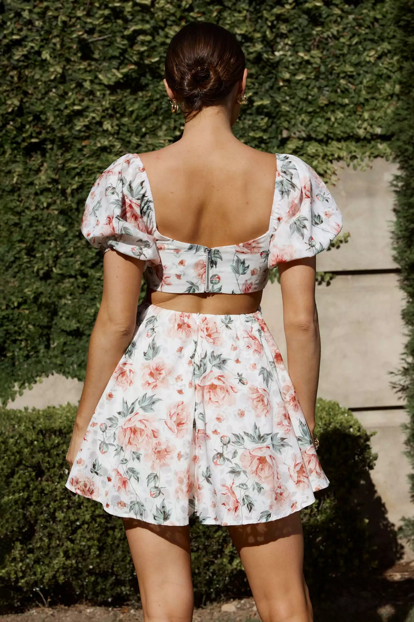 Selfie Leslie You're So Magic Cut-Out Mini Dress Floral Peach - Image 2