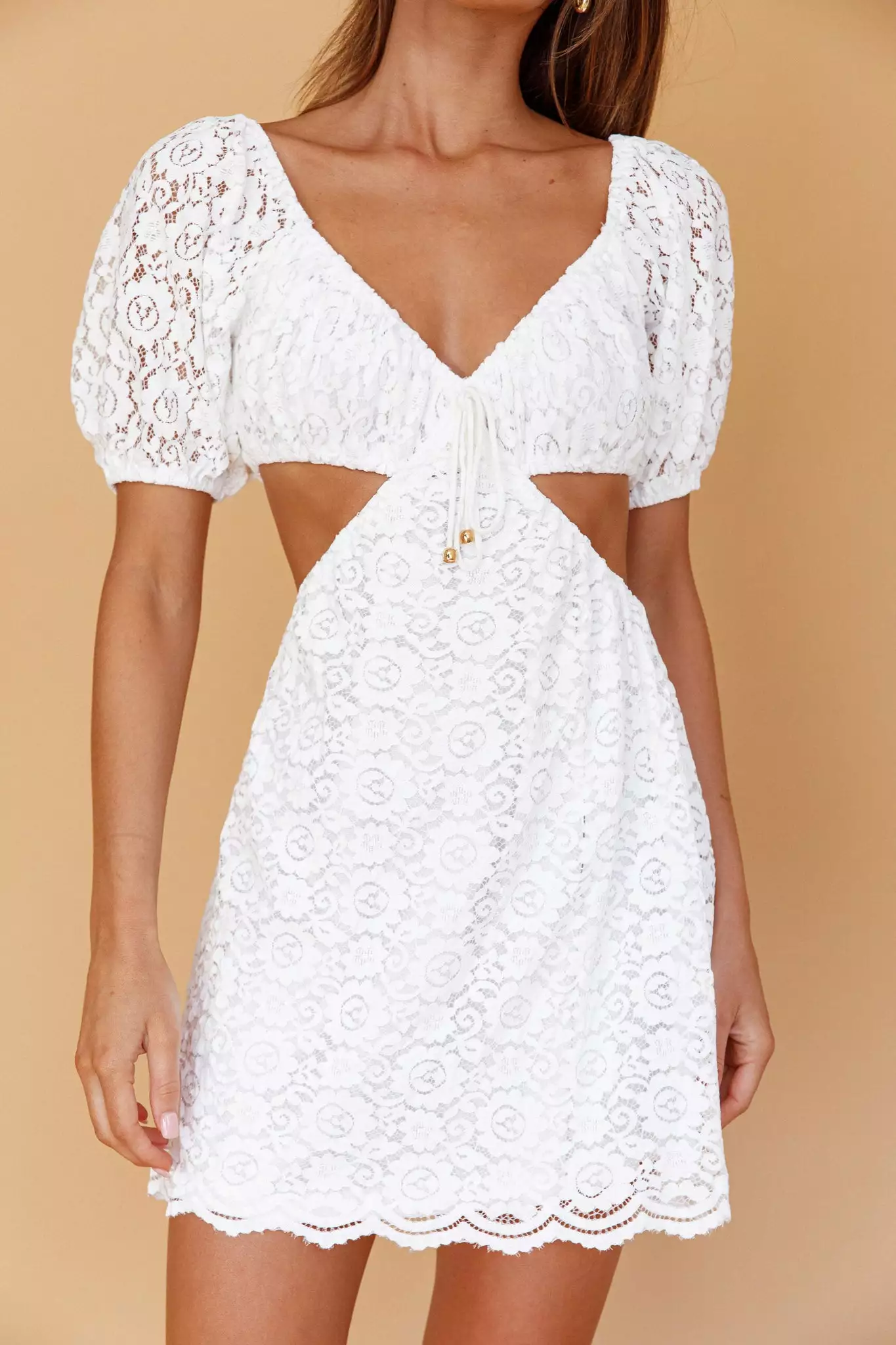 Angel Biba Feelin' Good Cut-Out Waist Lace Dress White - Image 4