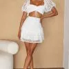 Selfie Leslie Daydreamer Flounce Hem Lace Skirt White