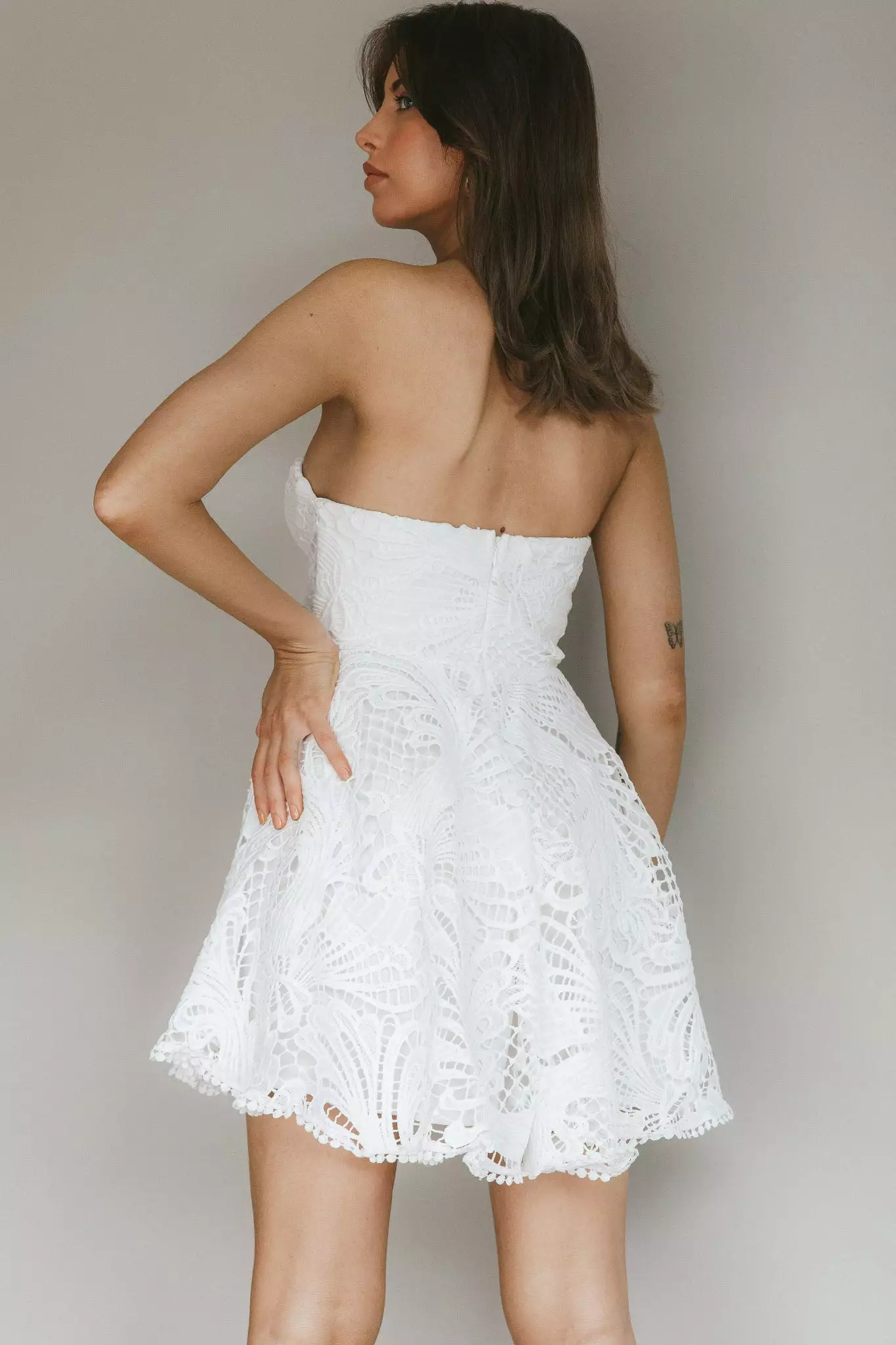 Selfie Leslie Cheyenne Sweetheart Neckline A-Line Dress White - Image 2