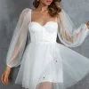 Angel Biba Fairytale Dream Sheer Sleeve Mini Dress White
