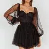 Angel Biba Fairytale Dream Sheer Sleeve Mini Dress Black