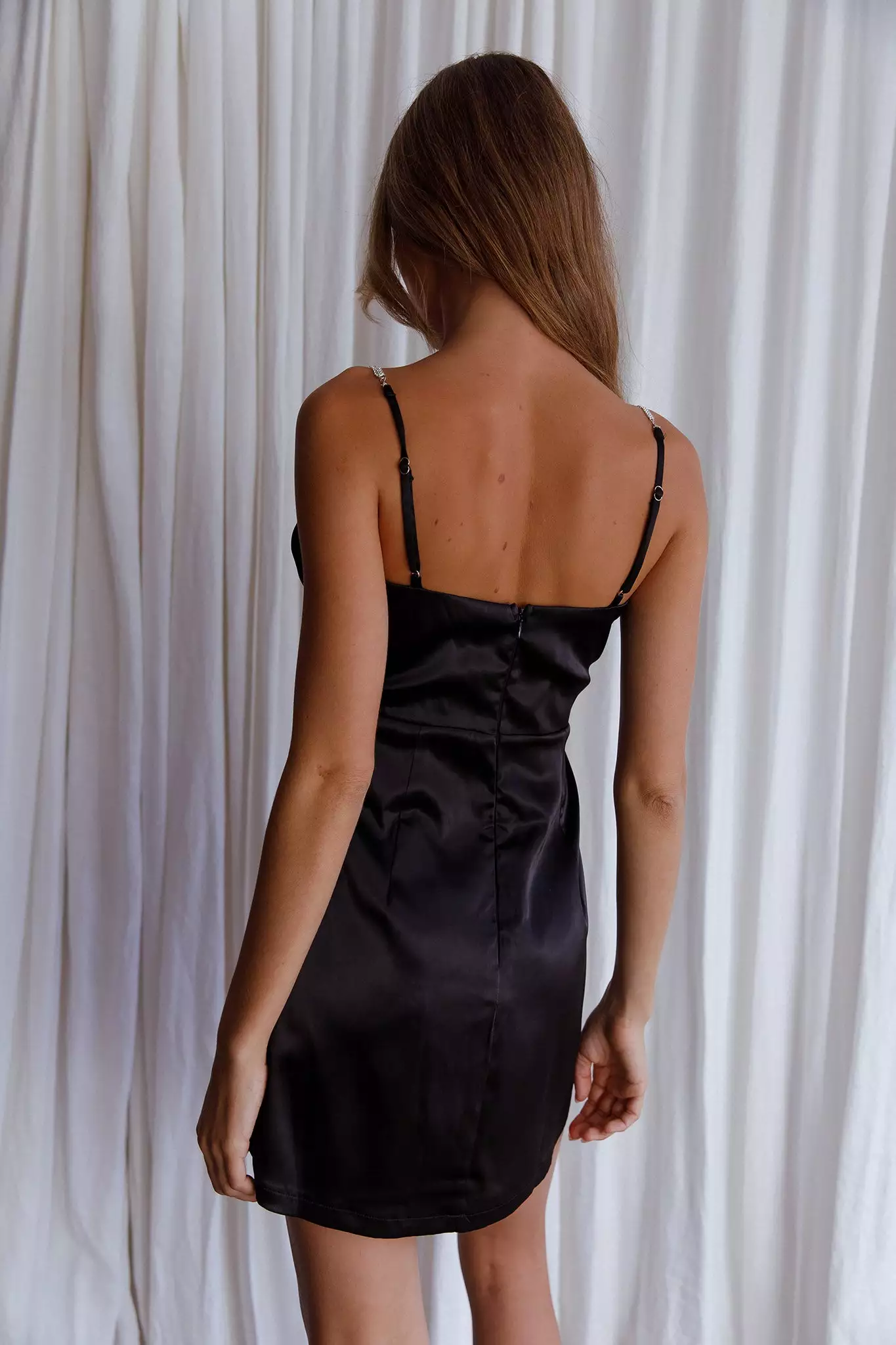 Selfie Leslie Lilly Bow Diamante Mini Dress Black - Image 2