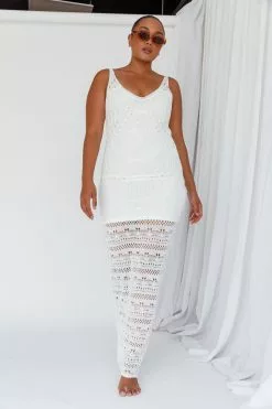 INDIKAH Endless Sun Crochet Maxi Dress White