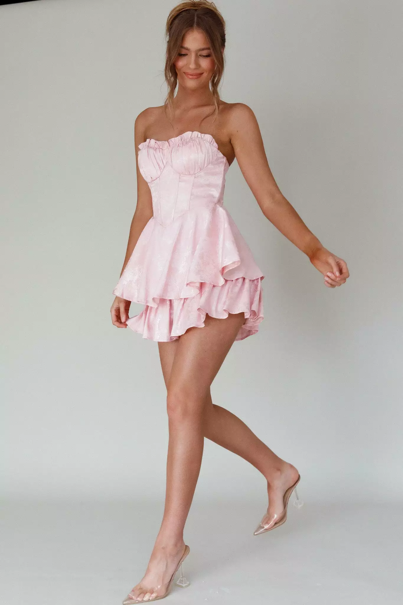 Angel Biba Paris Muse Gathered Bust Romper Pink - Image 3