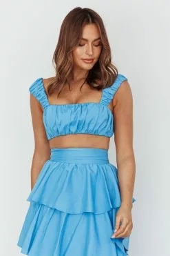 Mika&Gala Suenito Gathered Crop Top Blue