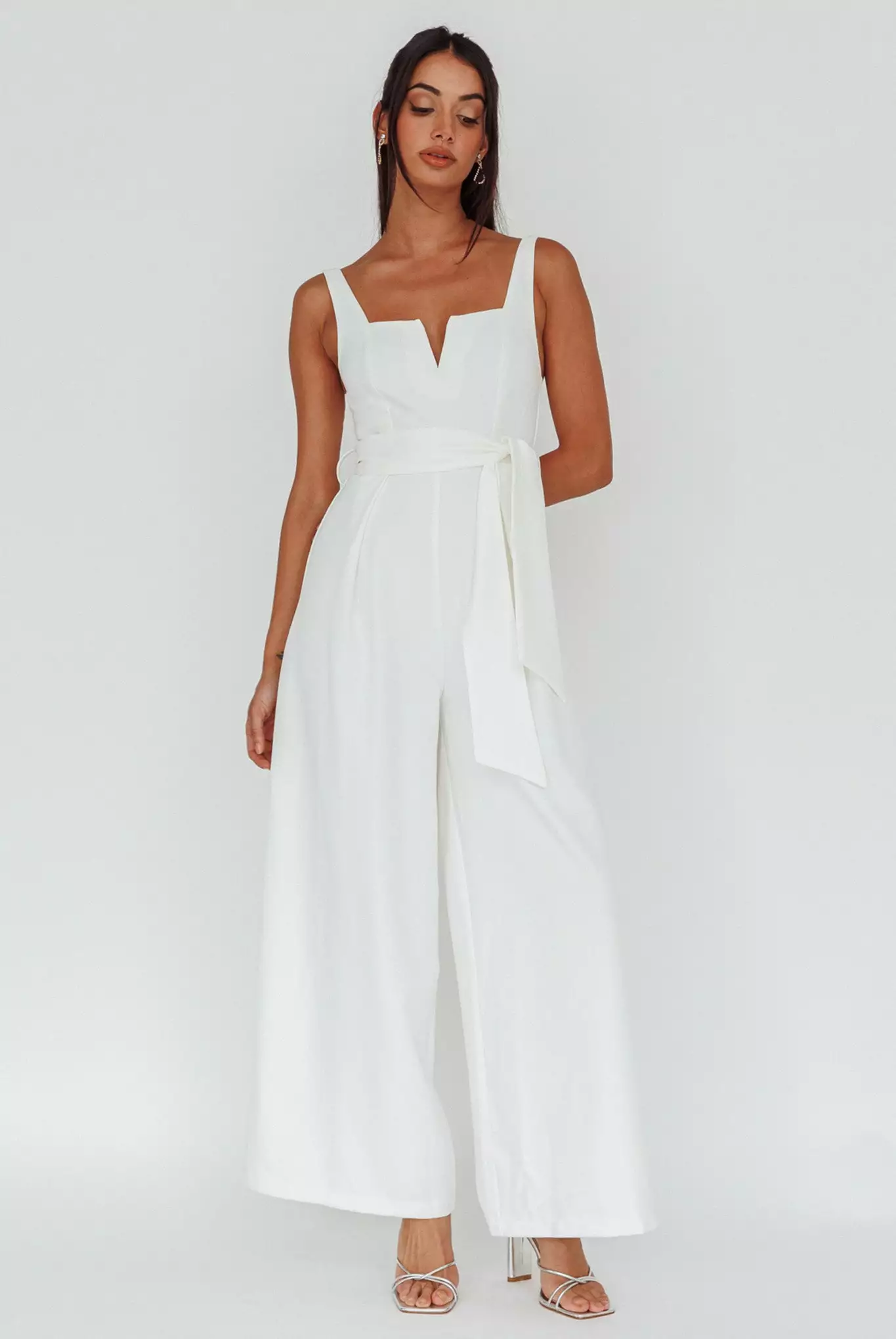 INDIKAH Colleen Waist Tie Jumpsuit White