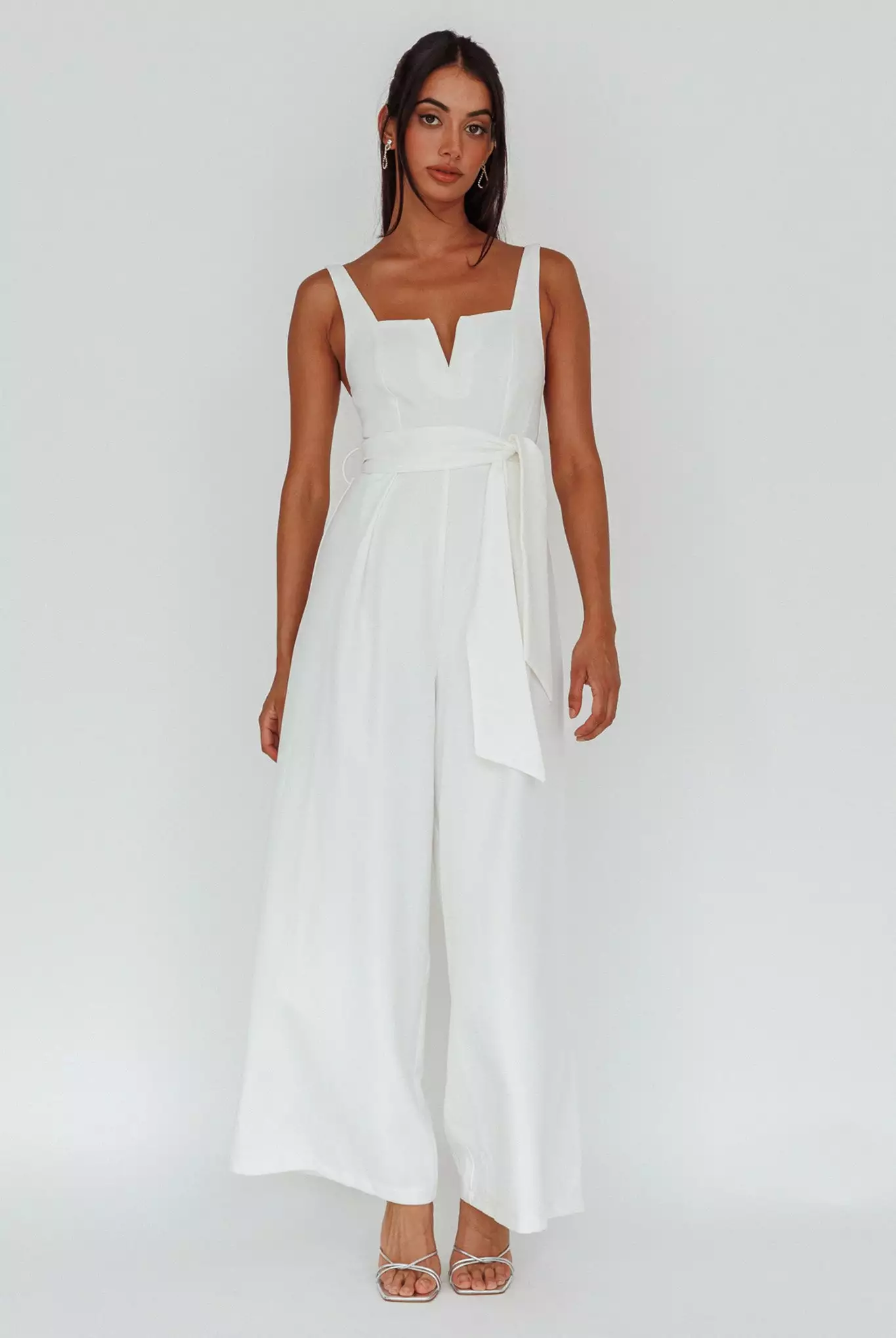 INDIKAH Colleen Waist Tie Jumpsuit White - Image 3
