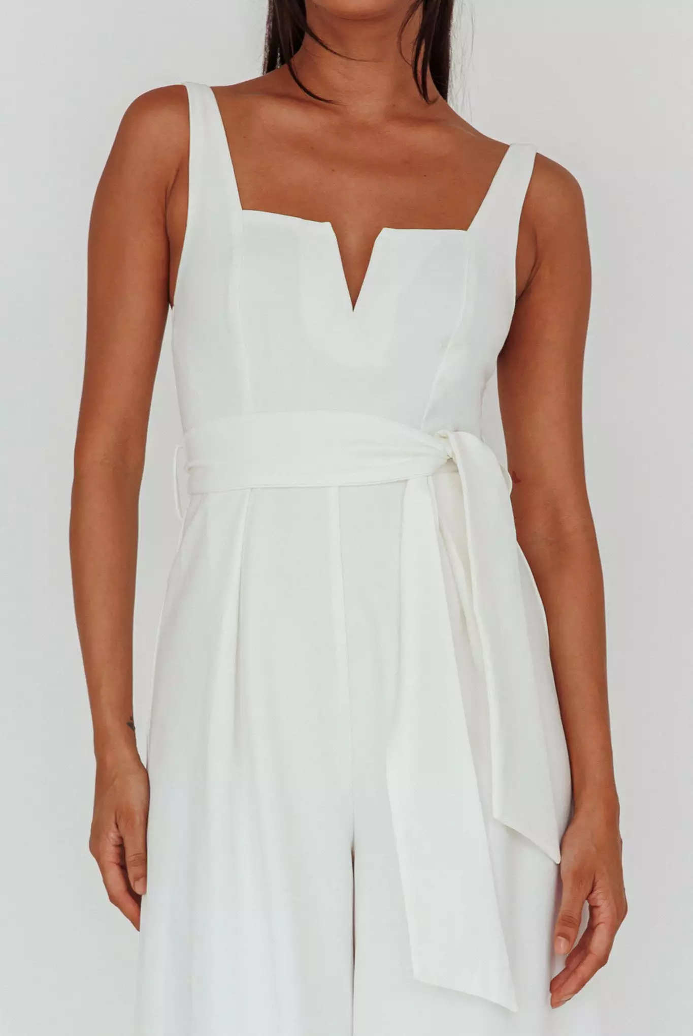 INDIKAH Colleen Waist Tie Jumpsuit White - Image 4