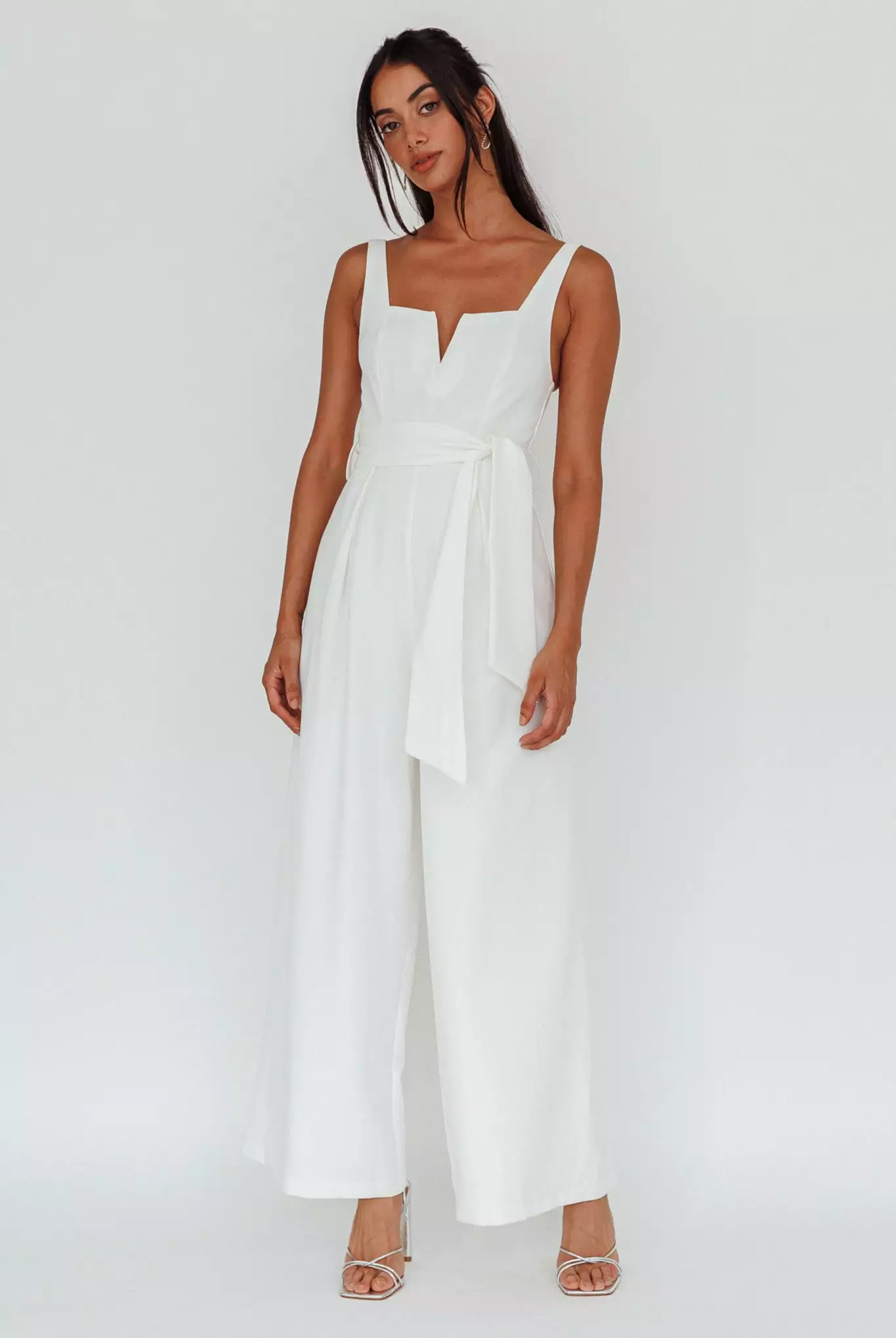 INDIKAH Colleen Waist Tie Jumpsuit White - Image 5