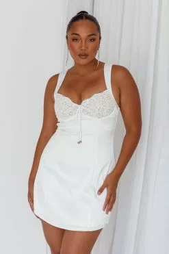 Saints + Secrets Ti Amo Lace Bust Mini Dress White